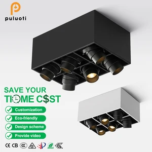 PULUOTI Commercial Zoomable Cob LED Spotlight 15° 24° 38° 60° Surface Mounted Modern Design Aluminum Shop Light System