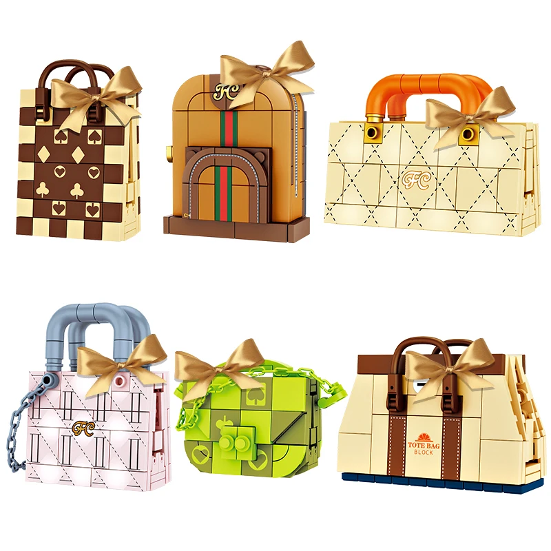 Mini Fashion Building Block Handbag 3D Puzzle Toy Educational Kid Gift Model Transportation Multiple Plastic Mini Fashion Bag