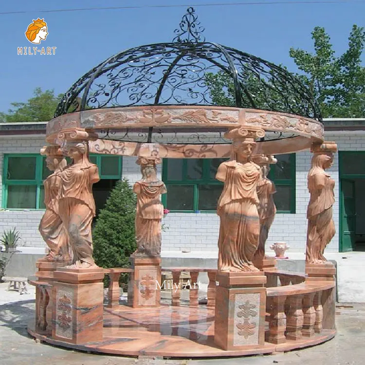 Outdoor Life Size Pavilion Garden Hand Carved Natural Stone Marble ...