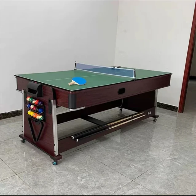 Multifunction Sport Game Rotating Billiard Pool Air Hockey Table 4 in 1 with Dining Top Table Tennis Top