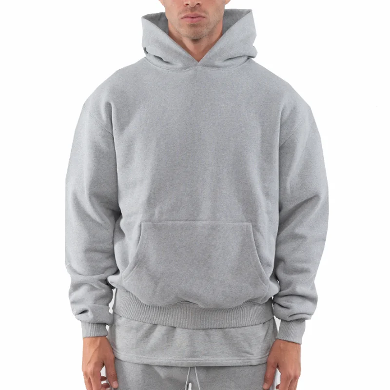 Men High Quality Cotton Thick Heavy French Terry Pullover Hoodie Custom  Drop Shoulder Fleece Oversized Hoodie