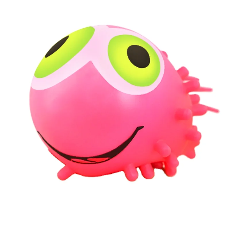 TPR Soft Rubber Light up 23 Branches Snowflower Puffer Ball Toy LED Puffer Ball Big Eye Cute Octopus Toy