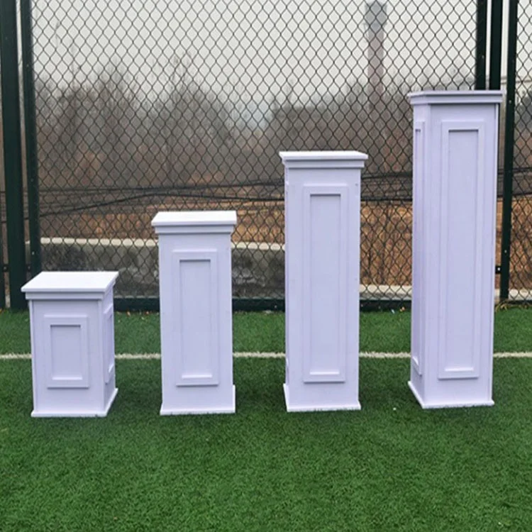 Wedding Hall Decoration PVC Carved Roman Columns Plinth White Cylinder Dessert Table Stand Flower Stand for Weddings Party