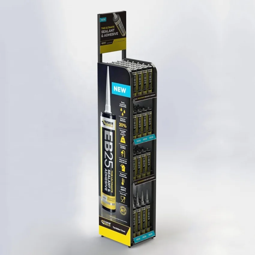Store Adhesive Display Rack Powder Coated Metal Sealant Display Stand