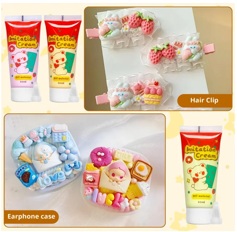 Diy Colorful Adhesive Simulation Decorative Glue Simulation Whipped Cream Glue Clay for Kids