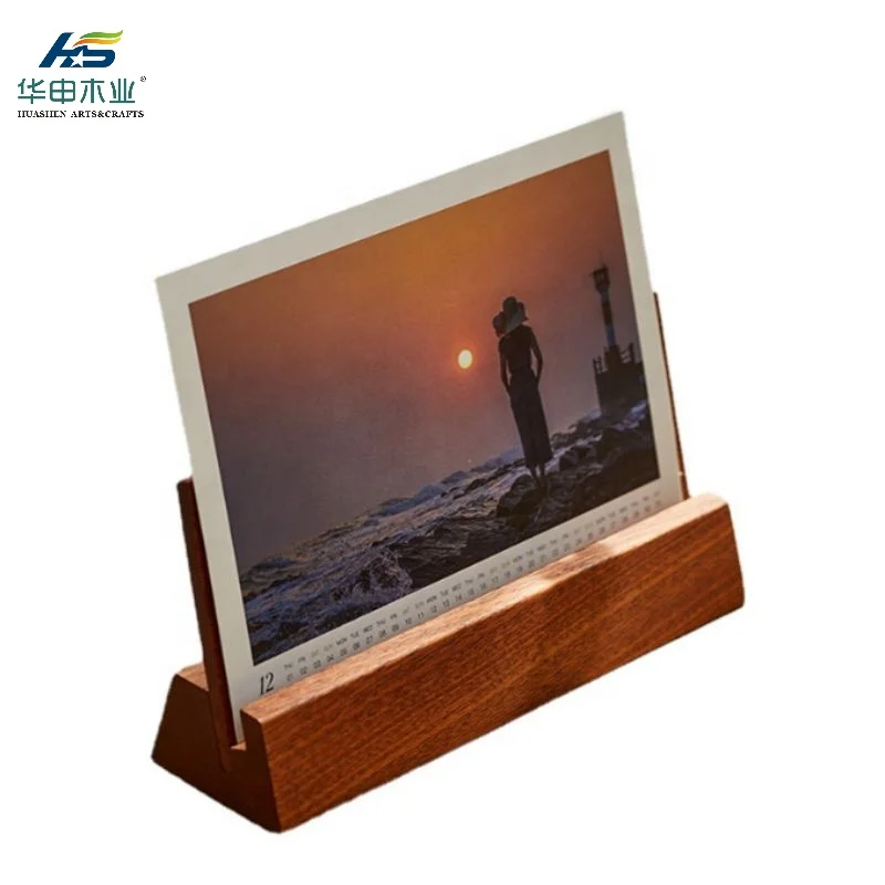 Solid Wood Desk Calendar Postcard Base Beech Calendar Stand Desk Note