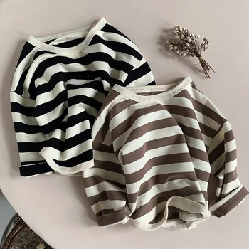 Children's clothing tops new children's long-sleeved T-shirt striped casual top