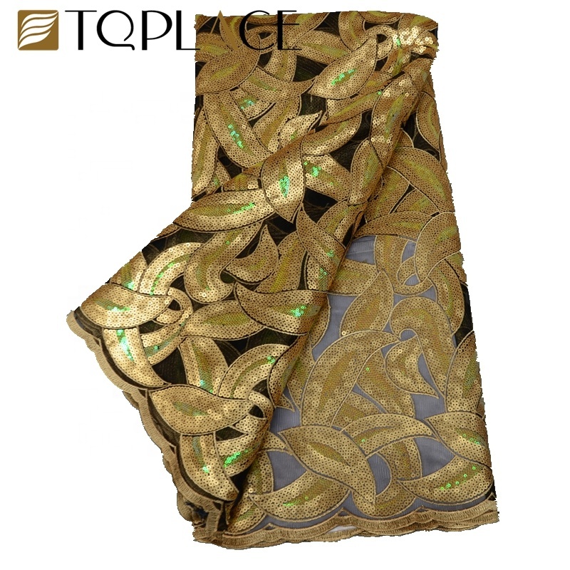 New products High Quality African Sequins Lace Fabric  Net Embroidery Tulle Lace