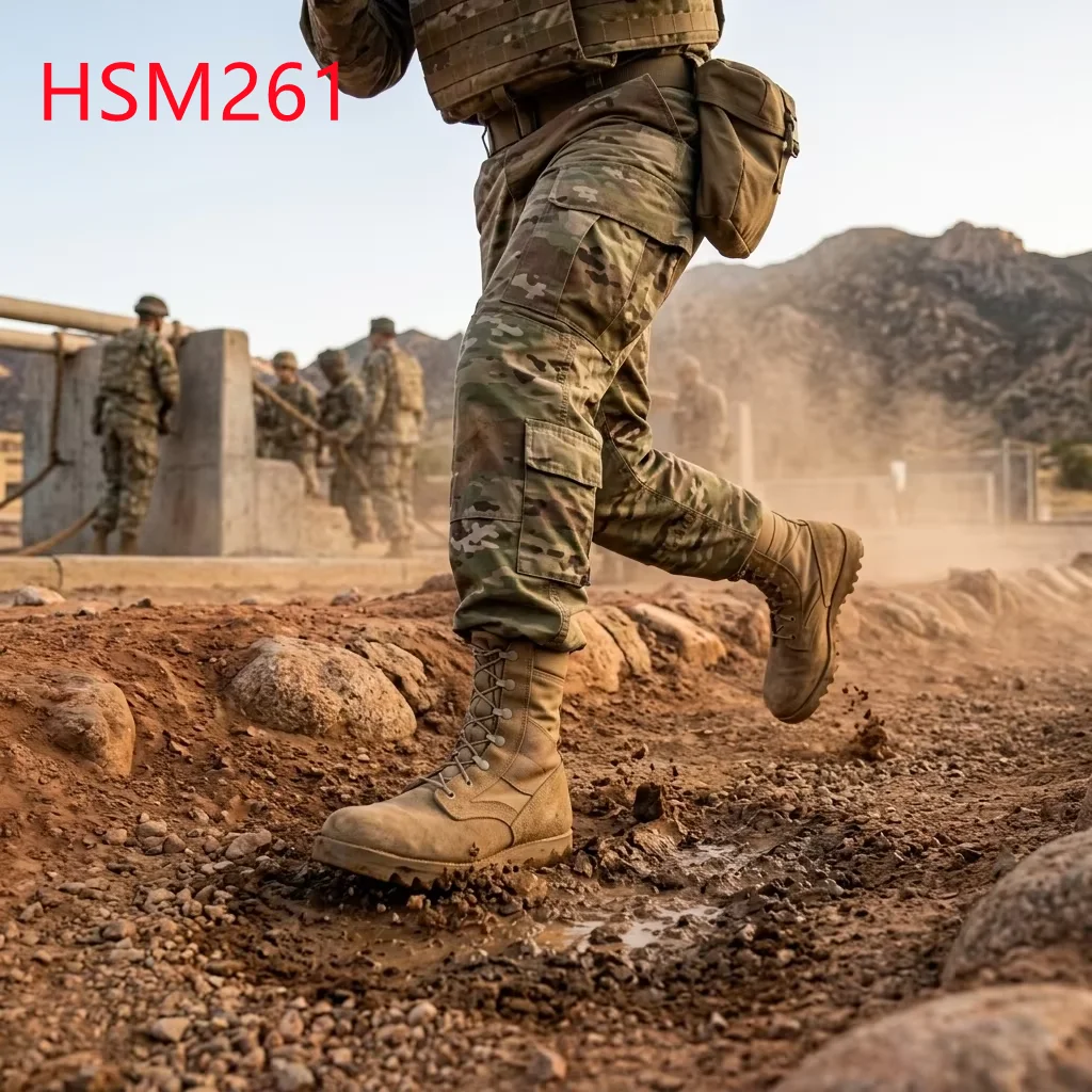 HY,Classic Anti-moist Three Layers Goodyear Rubber Sole Tactical Boots Ventilation Holes Design Black/tan Hunting Boots HSM261