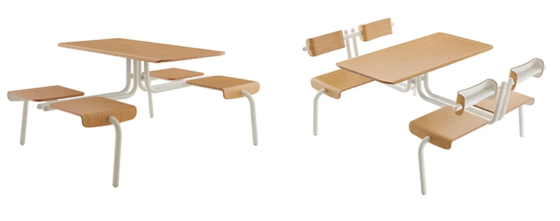 4 Seat Dining Cafeteria Tables And Chair Set Wood School Dining Hall Canteen Table And Chair