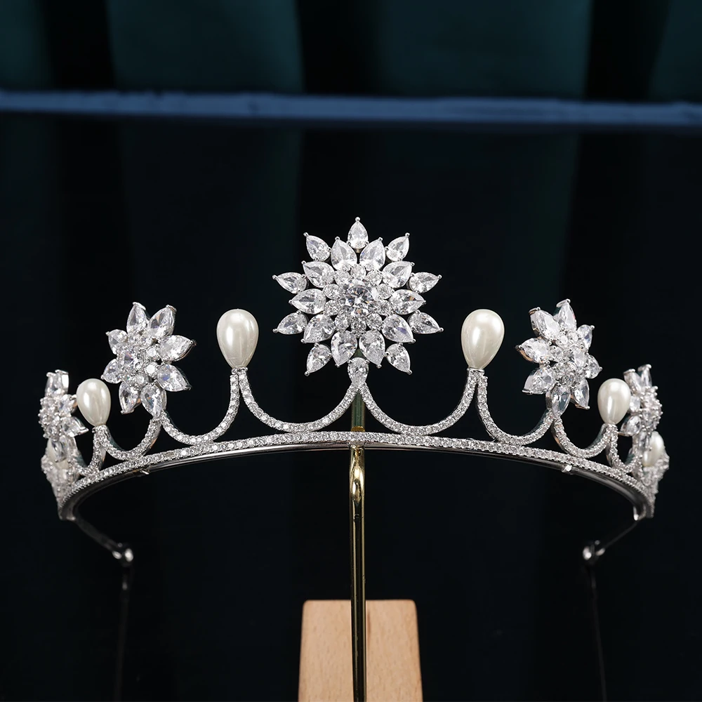 Женский обруч для волос с фианитами свадебное украшение искусственным жемчугом аксессуар
