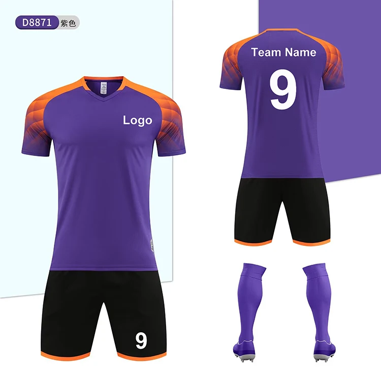Thailand Quality Football Wear Football Jersey High Quality Custom Soccer  Jerseys Retro Soccer Sublimation Purple Soccer Uniform