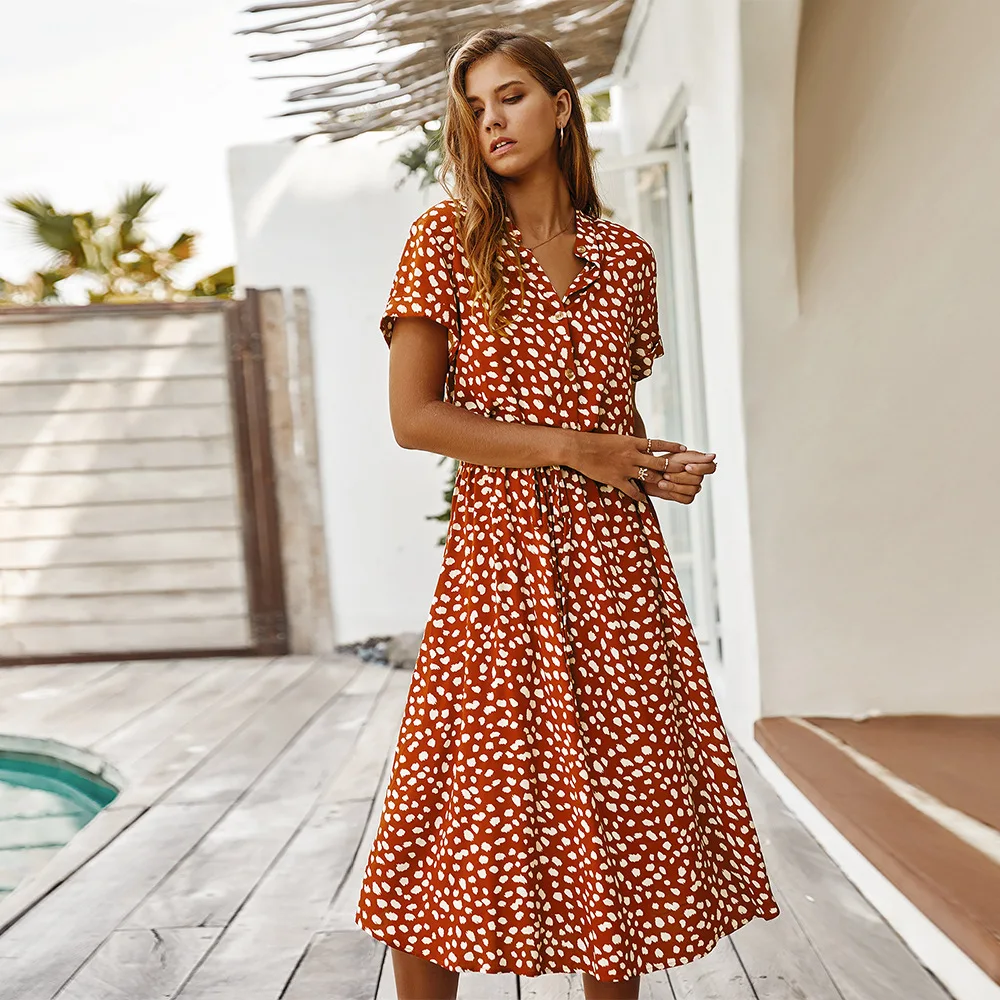 Vestido playero largo bohemio informal para mujer, vestido playero elegante  con estampado Floral, cuello de pico pronunciado, largo y abertura para  fiesta de verano JUN | Linio Colombia - GE063FA0HG5IZLCO