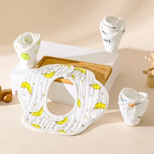 Muslin Baby Clothes Baby Item 4-Layer Thin Gauze 100% Cotton 360 Petals Neck Protector Baby Bibs