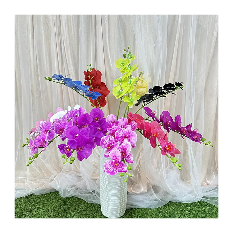 Meichang 7 head tape phalaenopsis  7-Headed Artificial Flower Home Wedding Decorative Ornament for Christmas and Graduation