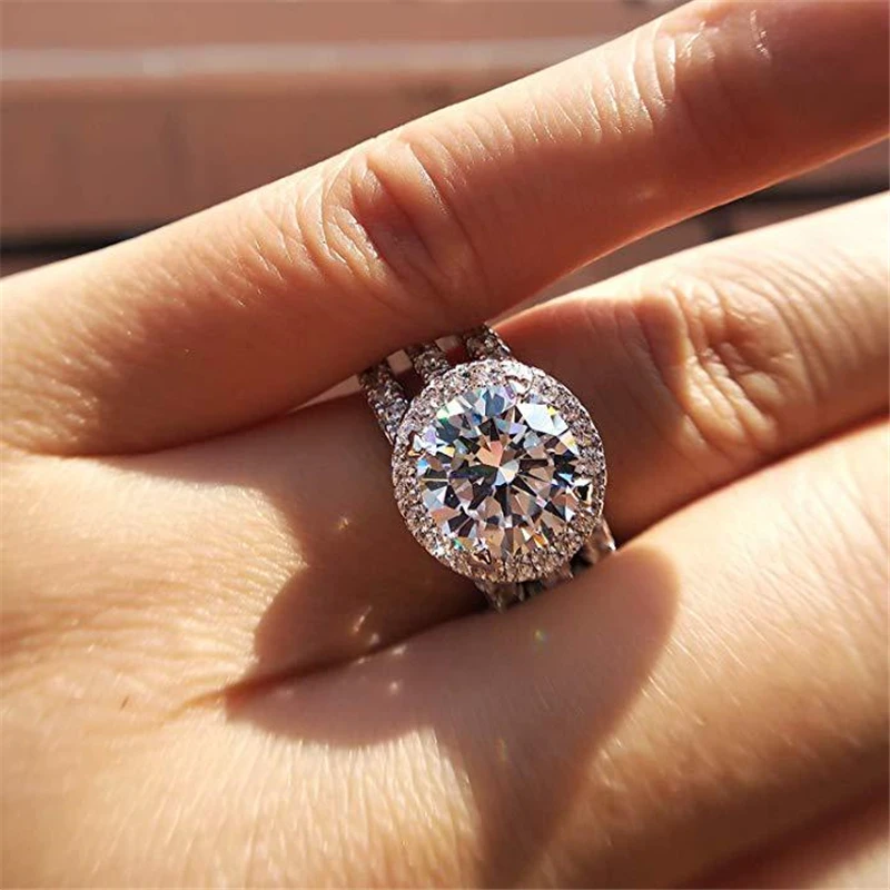 Silver color Jewelry Round Diamond Ring www.1mrk.com