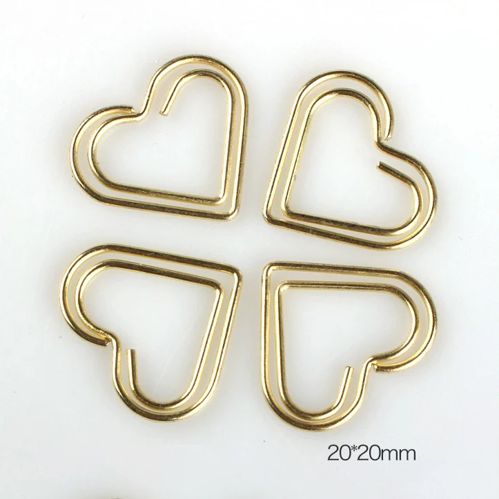 Small Heart Shape Golden Paperclip