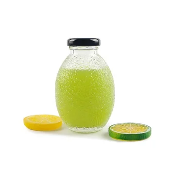 Family Durable Transparent 300ml Glass Bottle High Quality Fruit Juice Beverage Glass Bottle With Lids