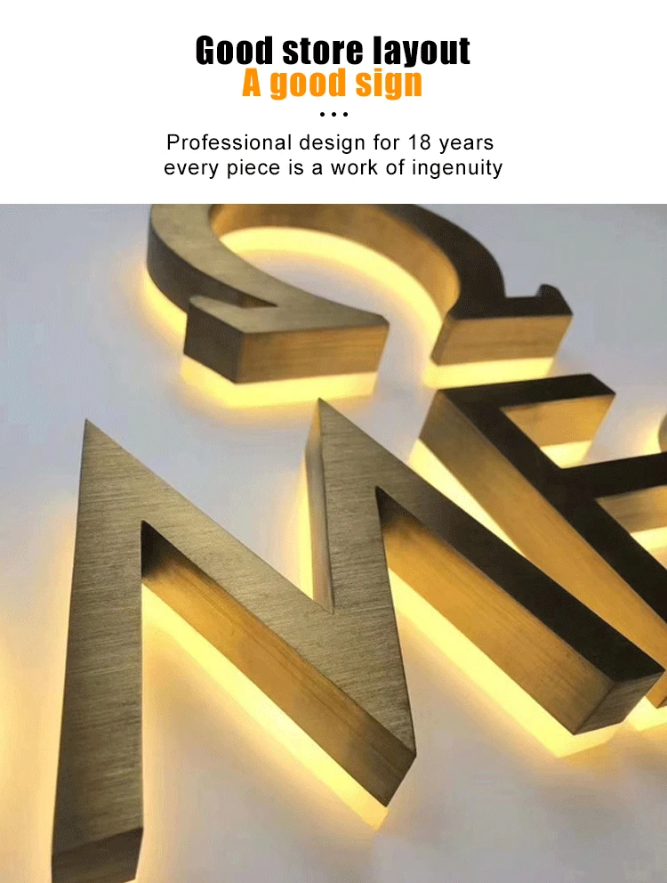 Custom Laser Cutting 3d Titanium Alphabet Metal Sign Light Up Letters For Backlit Led Channel