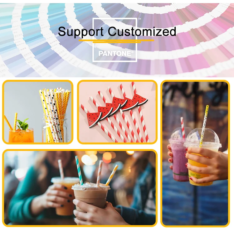 Eco Friendly Biodegradable Party Decorative White Kraft Paper Straws Reusable Coffee Cups Large Caliber Paper Straw For Drinking supplier