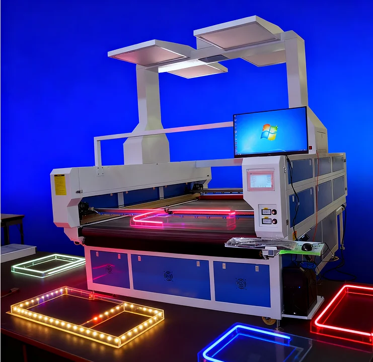 Dual Head Roll to Roll Automatic Digital YAG Fabric Laser Cutting & Engraving Machine with 120W CCD Camera for Textile Crystal