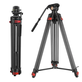 QZSD Q990 Aluminum Alloy Tripod Hydraulic Damping Head for Photography with Tube Diameter 20MM Camcorder Video Heavy Duty Tripod