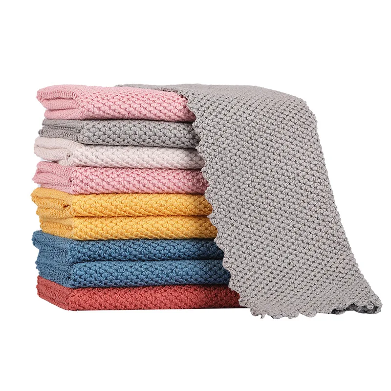 Microfiber Antimicrobial Quick-Dry Super Absorbent Cleaning Towel Set 4 Pcs Random Colors Solid Pattern Kitchen Home Use