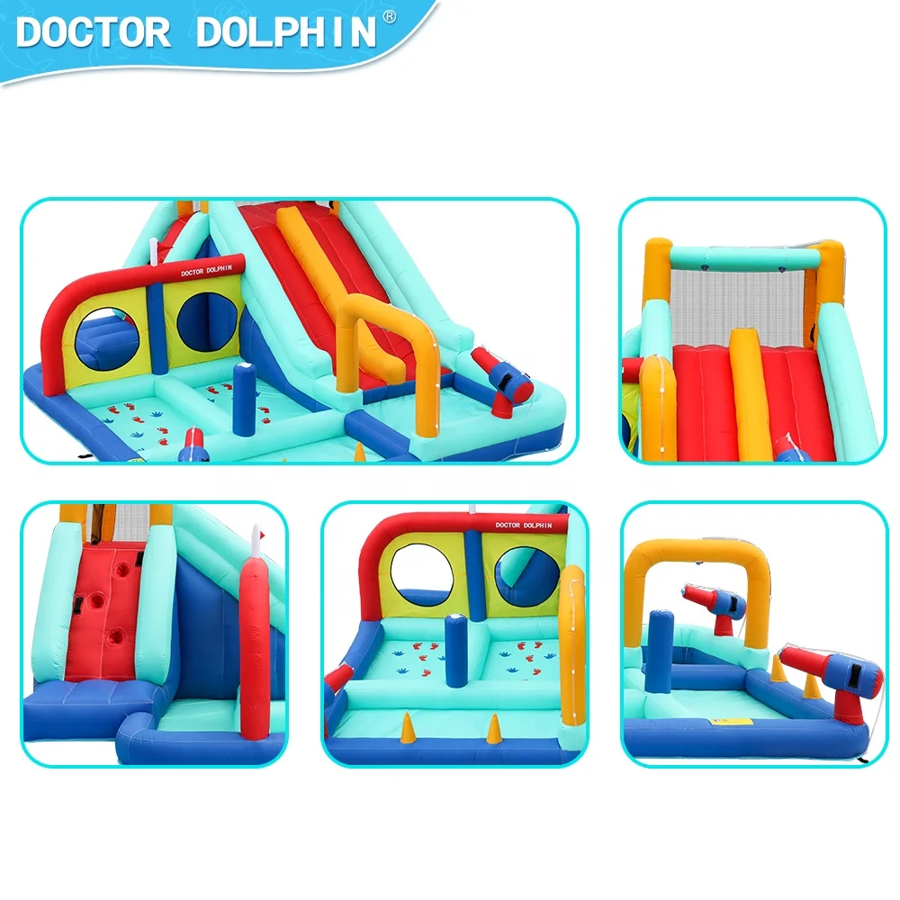 Doctor Dolphin China Wholesale Kids Inflatable Bounce House Jumping Castles Air Inflatable Combo Bouncer With Water Slide