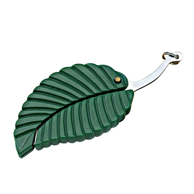 Folding Leaf Shape Pocket Knife Keychain