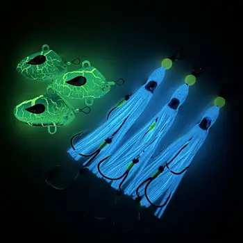 NEW 150g 200g 250g Luminous PVC Jig Squid Skirt Assist Hook Rig Jig Head Fishing Lure Jigging Rigs Ocean Boat Fishing Lake – Metal Jig – view 4