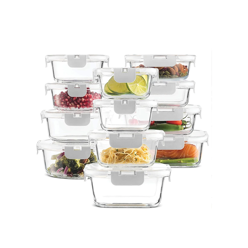 10 Pack Glass Food Storage Containers,Glass Meal Prep Containers With Lids Leak Proof,Microwave