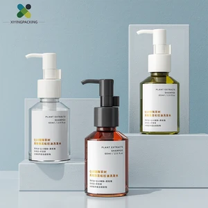 Wholesale 60ml Amber Color Glass Bottle for Makeup Remover Oil Transparent Green Cosmetic Lotion Pump Dispenser Bottle