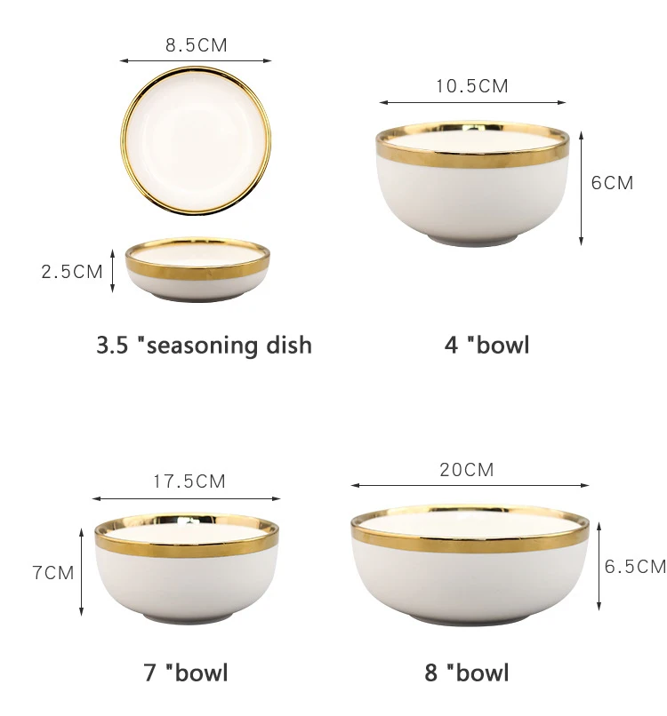 Luxury Nordic Style Gold Rim Crokery Fine Bone China Tableware Porcelain Ceramic dishes Plates Dinnerware Dinner Set manufacture