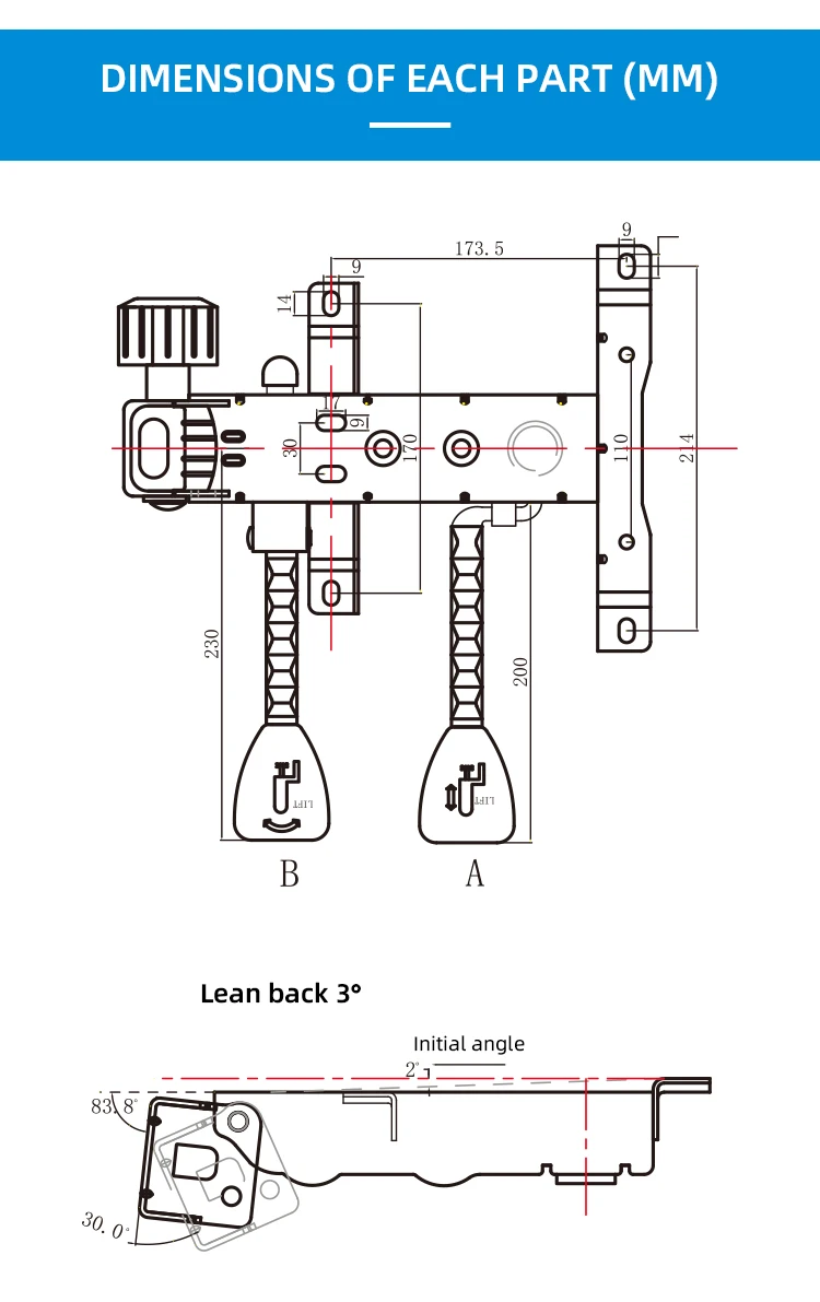 Swivel Plasticrecliner Adjustable Base Swivel Mechanism Auto Return