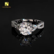 Intersect Setting Iced Out Jewelry Diamond Wedding Rings Women 925 Silver 9mm 3ct Round Cut Moissanite Engagement Ring For Women