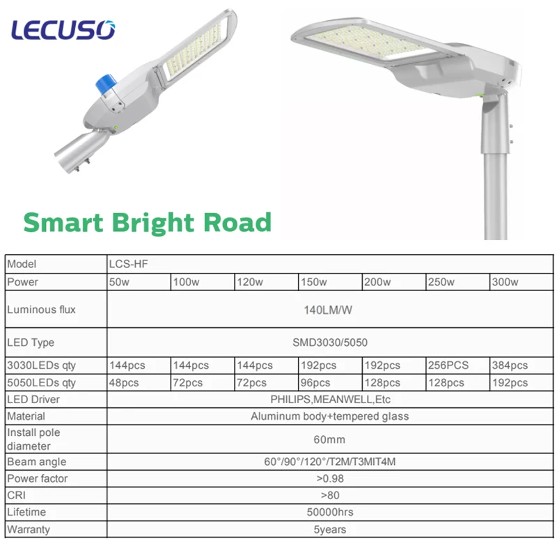 High Power Light Fancy Die Cast Aluminium 50w 80w 90w 100w 120w 150w 135w 200w 240w 250w 300w Led Street Light