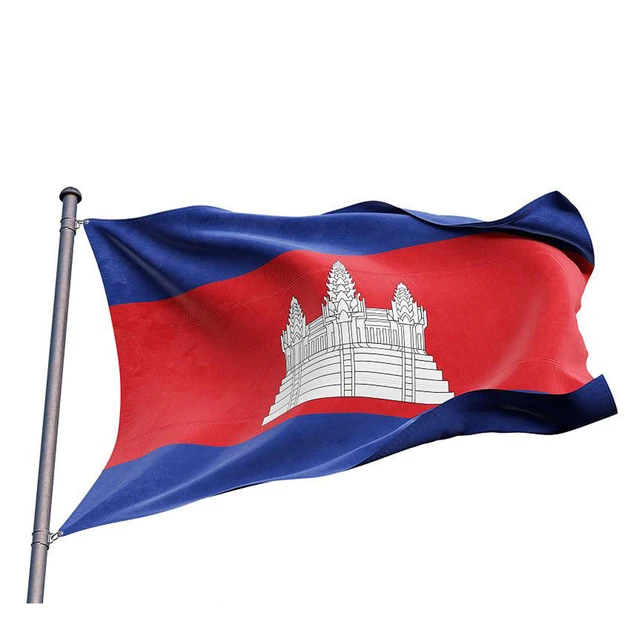 2024 New Product 100% Polyester High Quality Cheap 3x5 foot 150x90cm Cambodia Flag