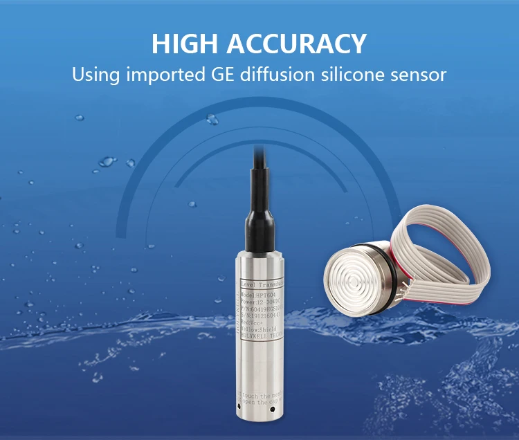 Holykell OEM Depth Liquid Level Measuring 4-20mA Hydrostatic Water Level Sensor HPT604