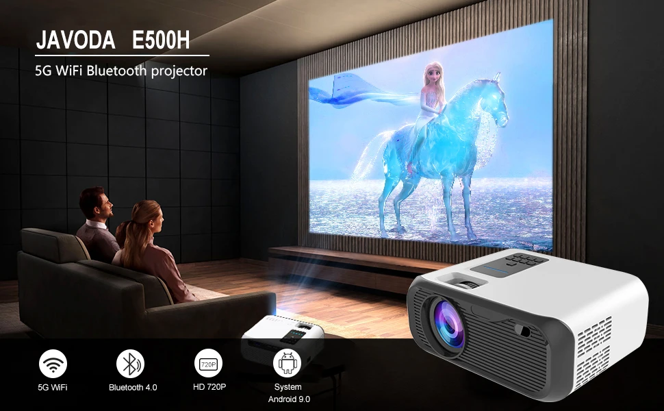 E500h Home Theater Native 720p Hd Led Projector Usb Android 9.0 Video