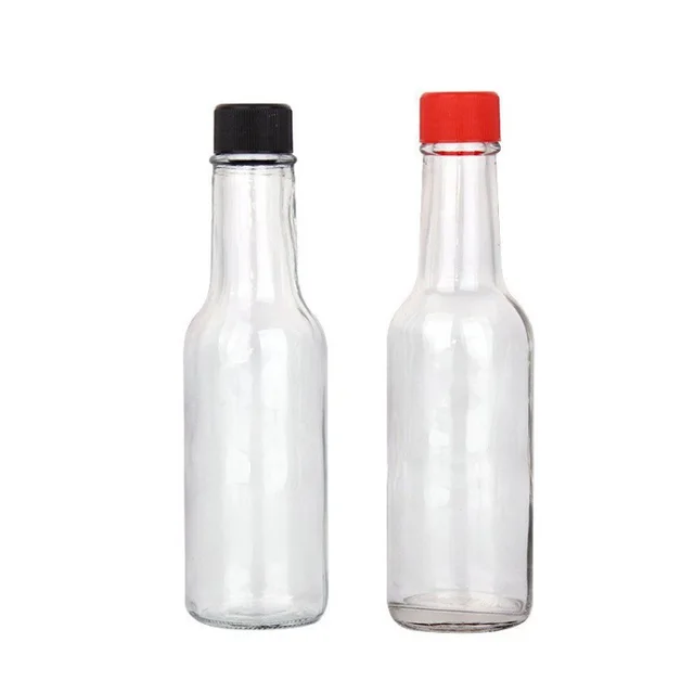 Empty 5oz Clear Salad Ketchup Glass Bottle With Black Cap