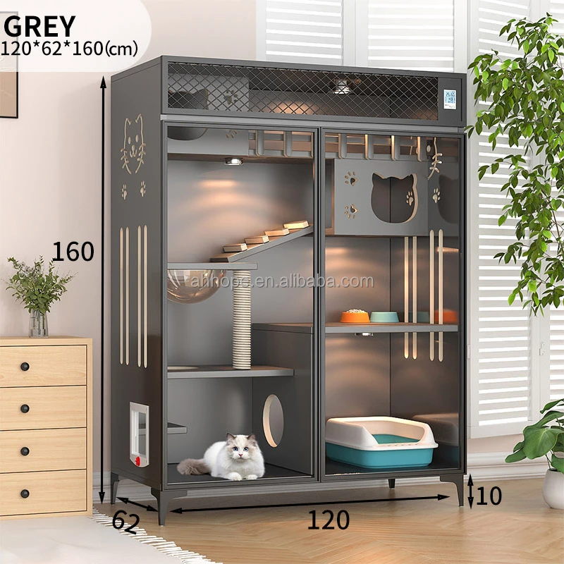 Hot Sale Luxury Solid Wood Cat Villa Nest Bed Wooden Pet Cage Cat