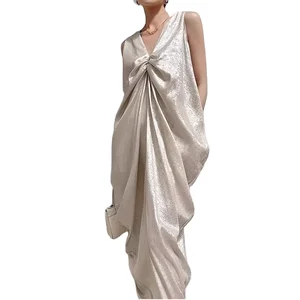 Customize for TWOTWINSTYLE Ladies Midi Dress Solid Patchwork Sleeveless High Waist Breathable Eco-Friendly Casual Style