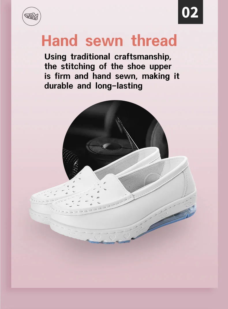 Hospital Nurse White Leather Shoes with Soft Soled and Breathable Design Fashionable Accessory