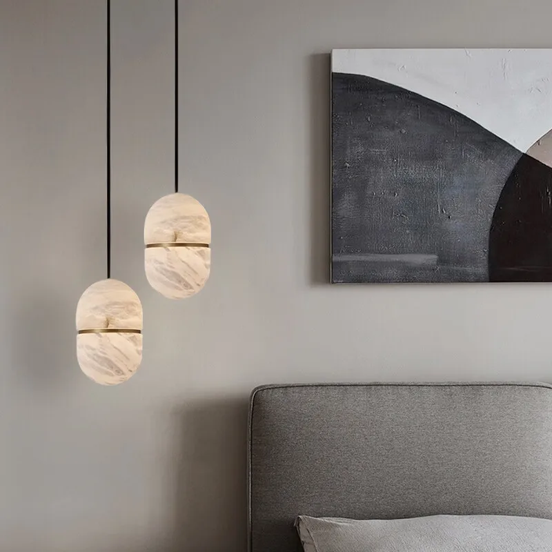 Simple Marble All-Copper Small Pendant Light for Nordic Luxury Restaurant Bedroom Bedside Lighting,for Villa