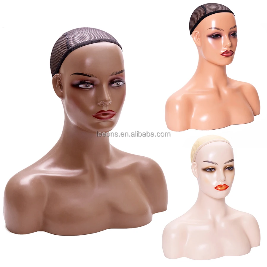 African American Female Half Body Mannequin Head With Shoulders For Wig Display