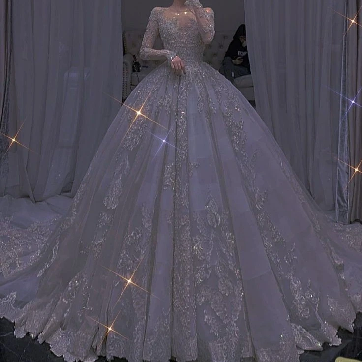 S550A  2025 High Quality Custom Made New Fashion Wholesale Bride Lace Long Sleeve Custom Wedding Dress Bridal Gown