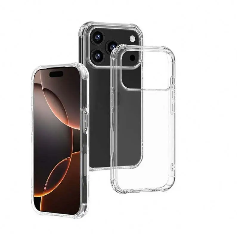 product laudtec shockproof transparent tpu phone case for iphone 17 air 16 pro max water proof clear cover mobile phone protection-5
