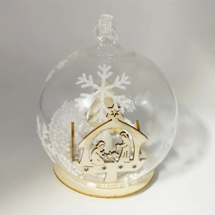 Transparent glass hanging christmas tree ball ornament decorative christmas decorating lighting ball set suppliers with logo details