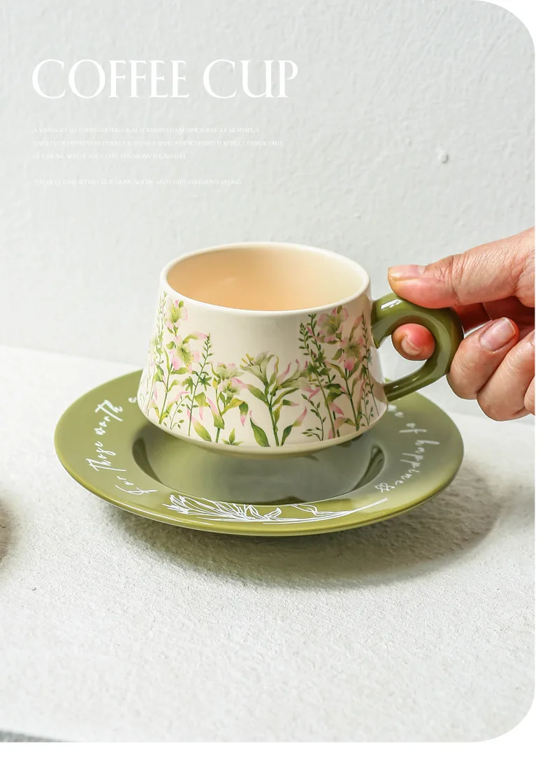 green ceramic coffee cup and saucer combination fresh hand painted coffee cup and saucer-55