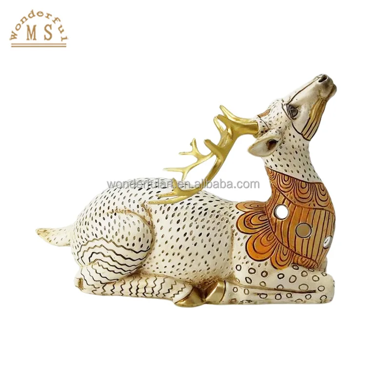 customized resin anime sika deer Figurines poly stone animal sculpture souvenir gifts for Christmas home decoration